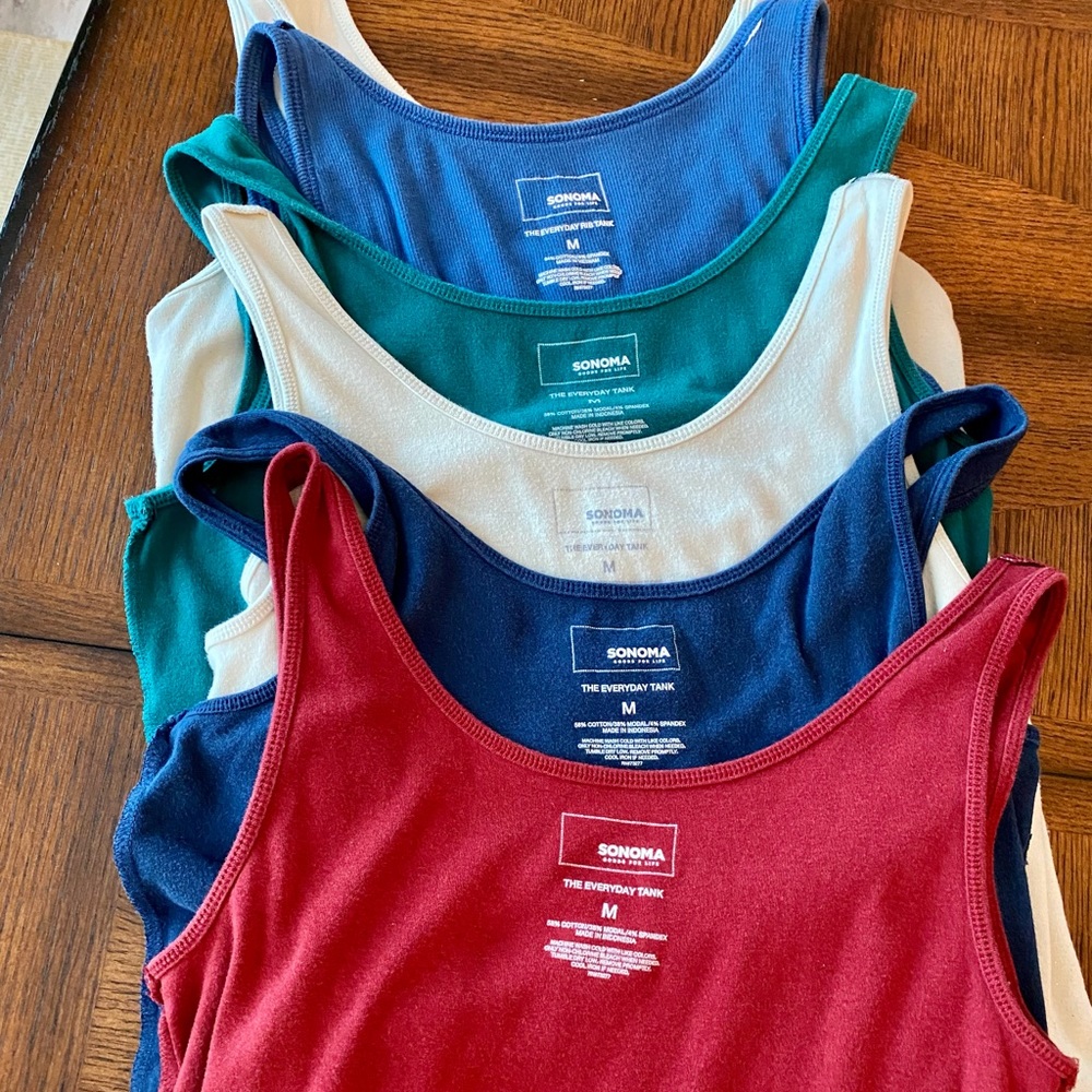 6 tank tops. All Sonoma size medium. No marks, stains, or holes.